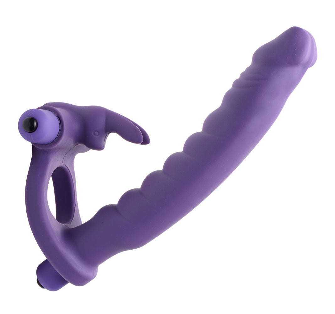 Double Delight Dual Insertion Vibrating Rabbit Penis Ring | 848518012043 | Discreet Personal Wellness
