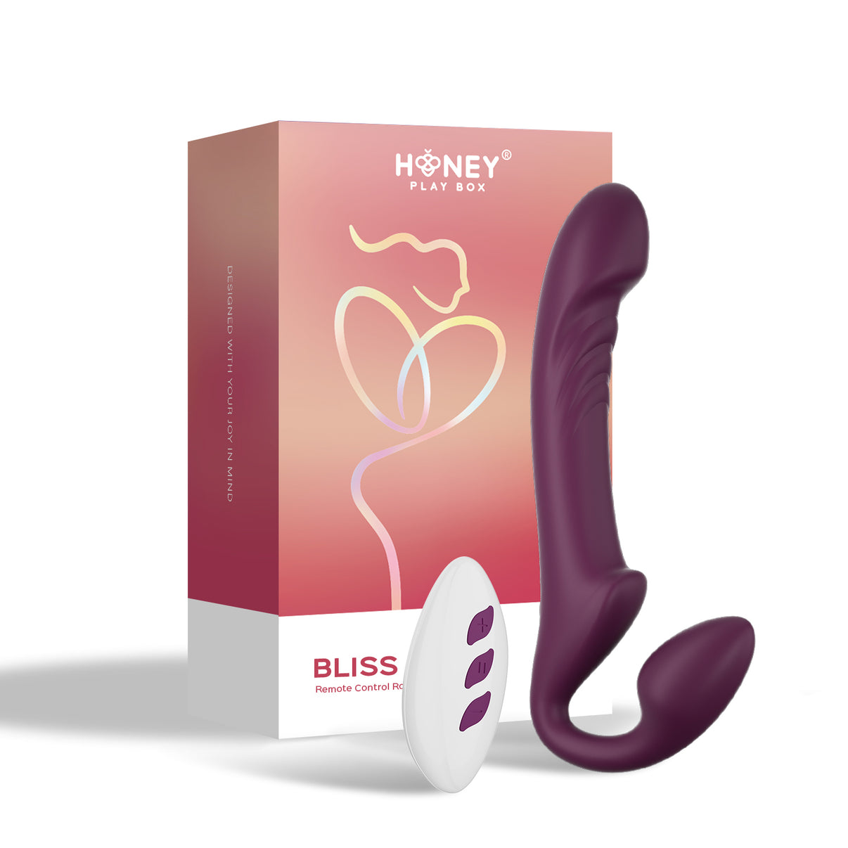Bliss - Rotating Head Strapless Strap on - Red Wine | 710022364829 | Discreet Personal Wellness