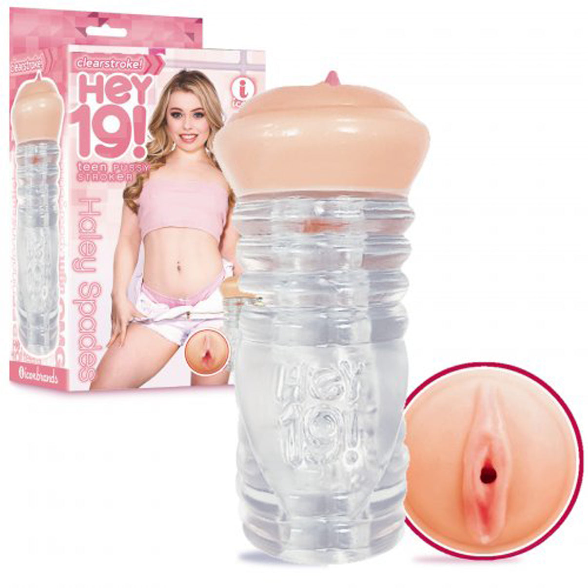 Hey 19 - Clear Celebrity Vagina Stroker - Haley Spades | 847841024198 | Discreet Personal Wellness