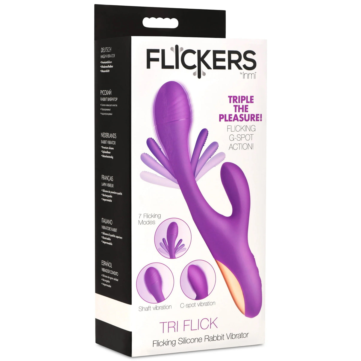 Tri-Flick Flicking Silicone Rabbit Vibrator - Purple | 848518054661 | Discreet Personal Wellness