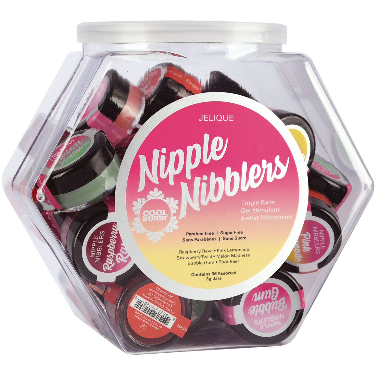 Nipple Nibblers Tingle Balm - 36 Pc. Bowl - 3gm Jars Assorted | 638258250092 | Discreet Personal Wellness
