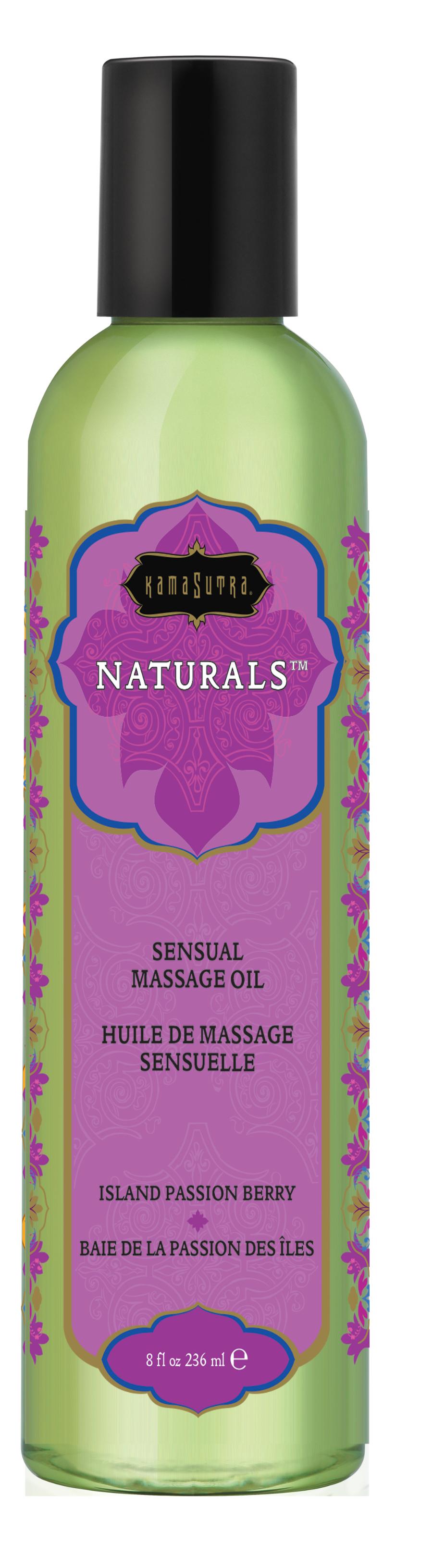 Naturals Massage Oil - Island Passion Berry - 8 Fl. Oz. | 739122102452 | Discreet Personal Wellness