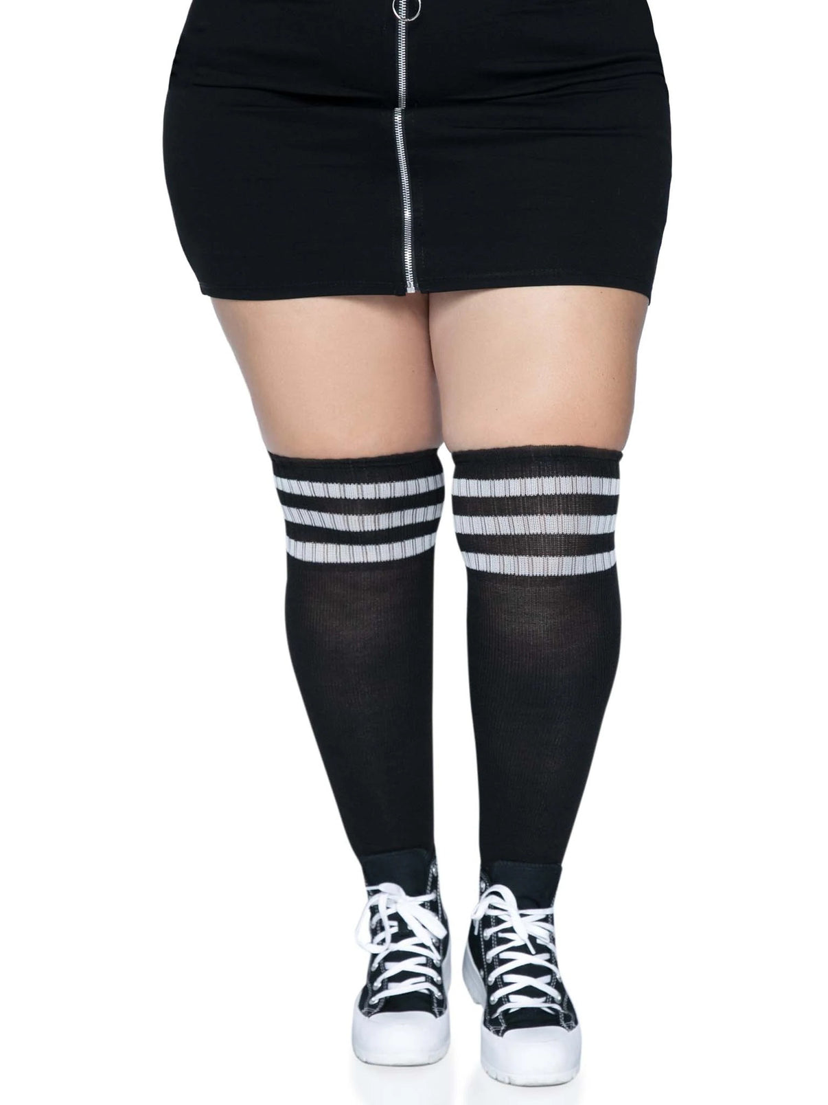 Over the Knee Athletic Socks -1x/2x - Black/white | 714718560526 | Discreet Personal Wellness
