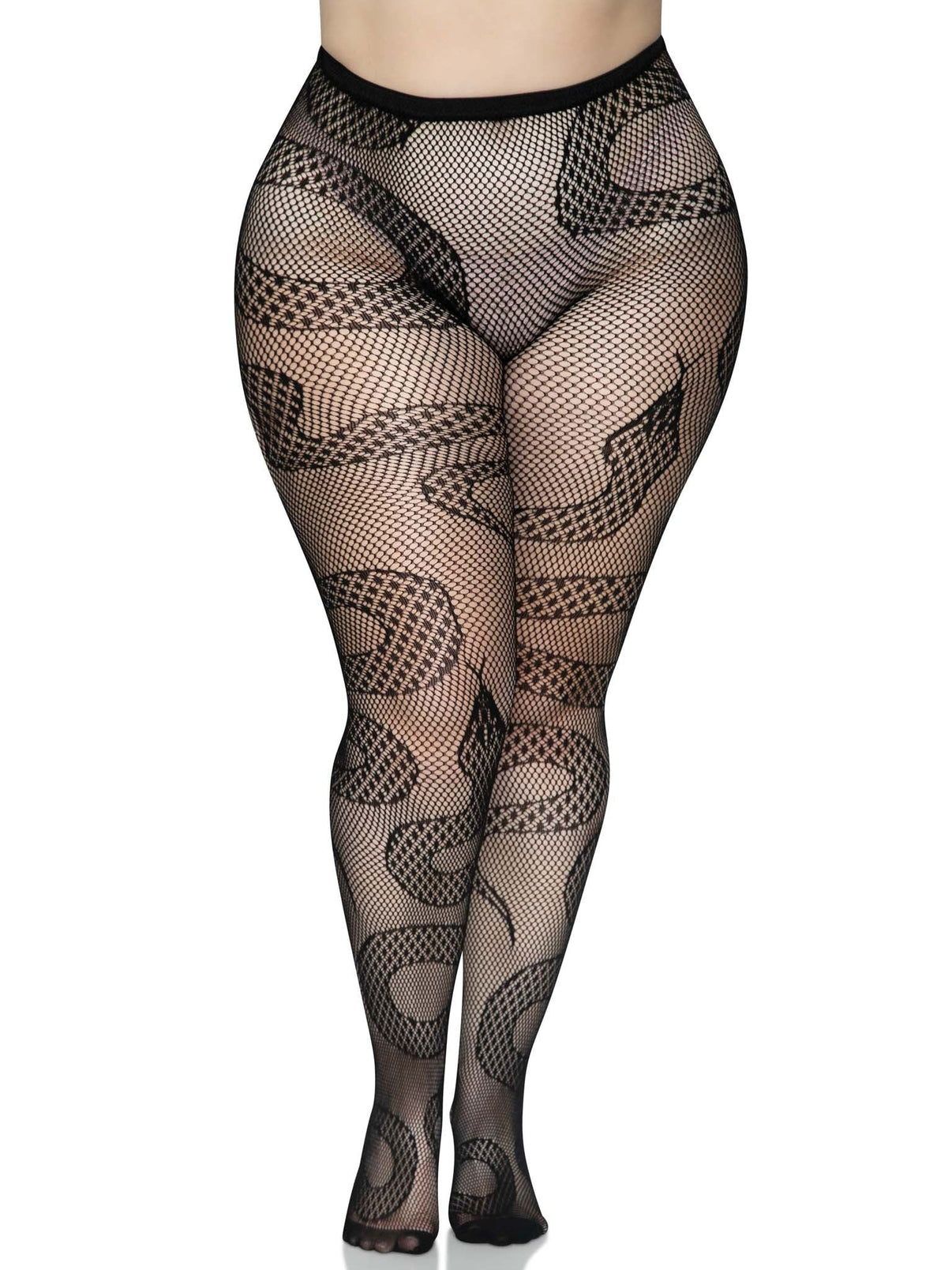 Snake Net Tights - 1x/2x - Black | 714718560854 | Discreet Personal Wellness