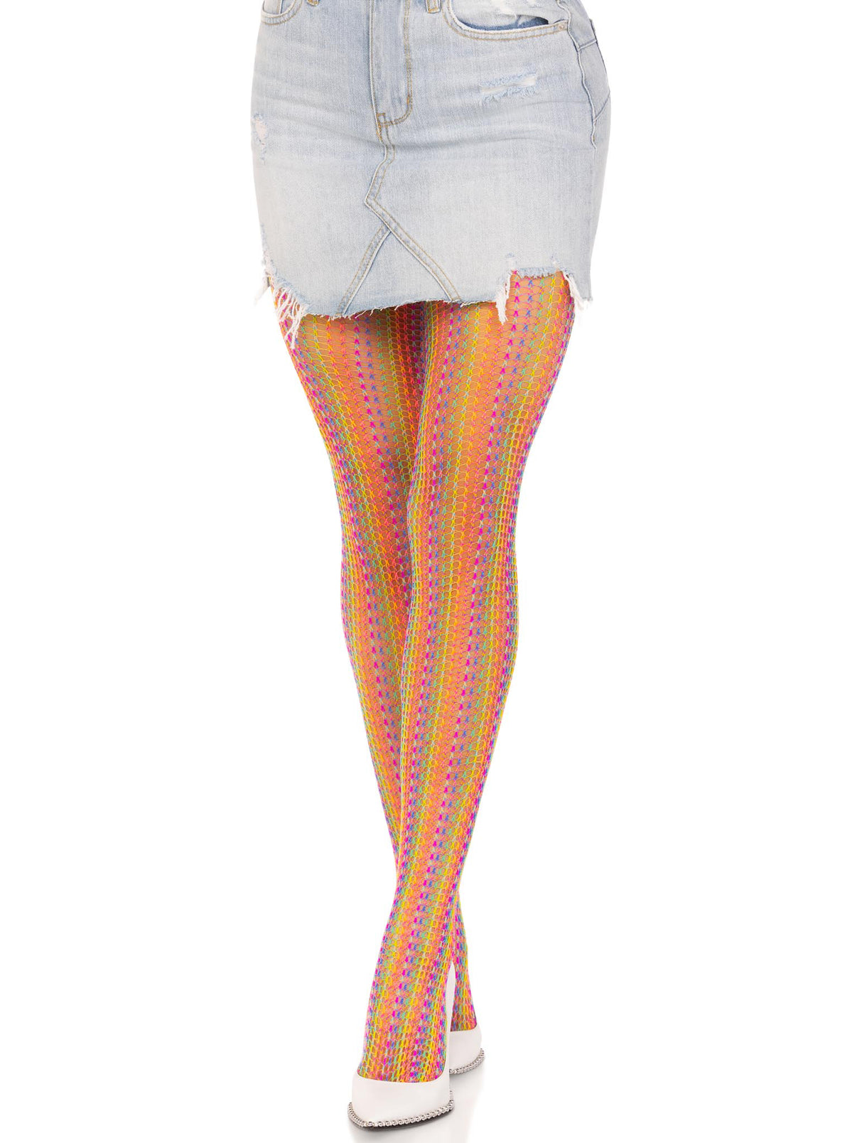 Rainbow Crochet Net Tights - One Size - Multicolor | 714718570228 | Discreet Personal Wellness