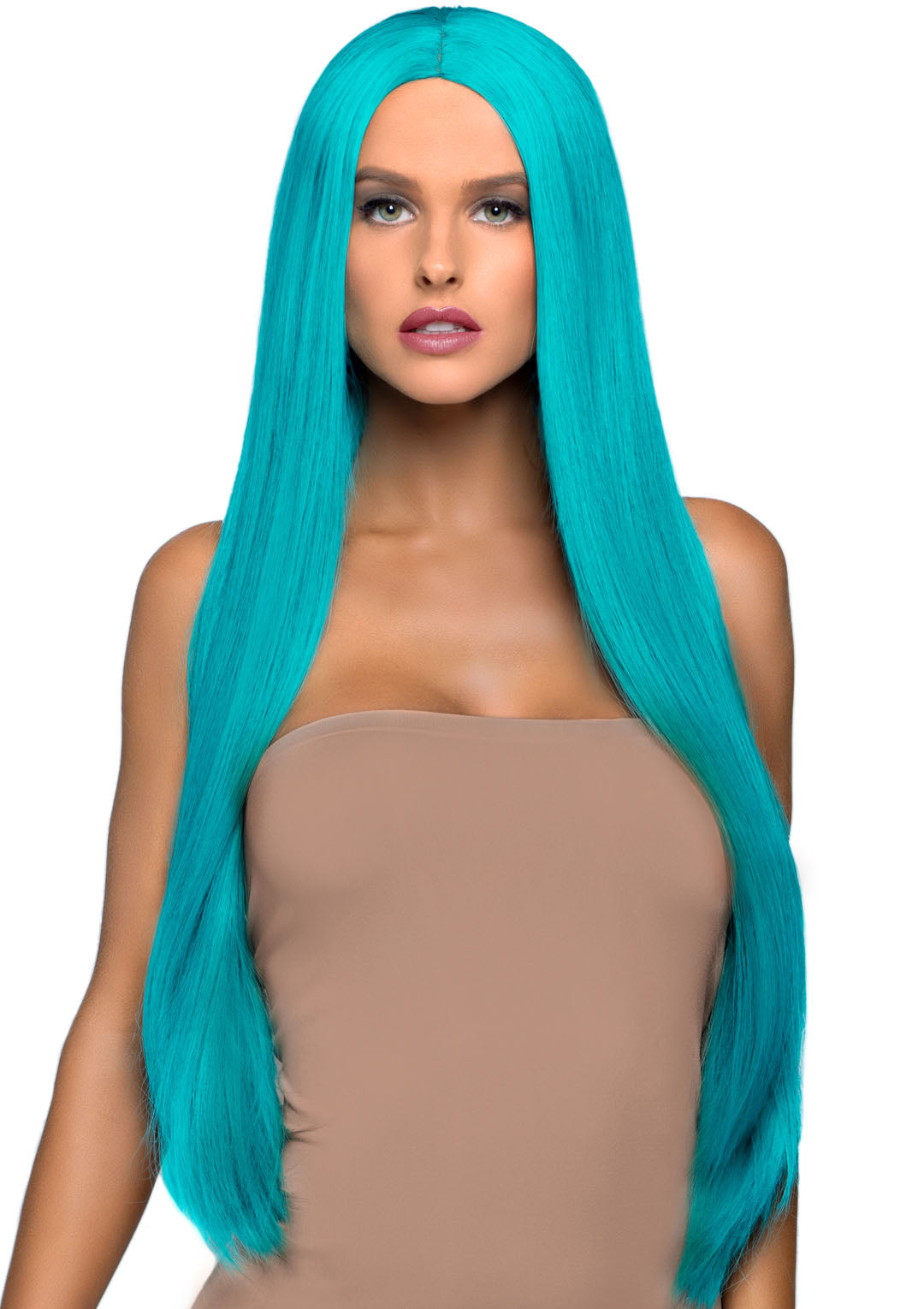 33 Inch Long Straight Center Part Wig - Turquoise | 714718550985 | Discreet Personal Wellness