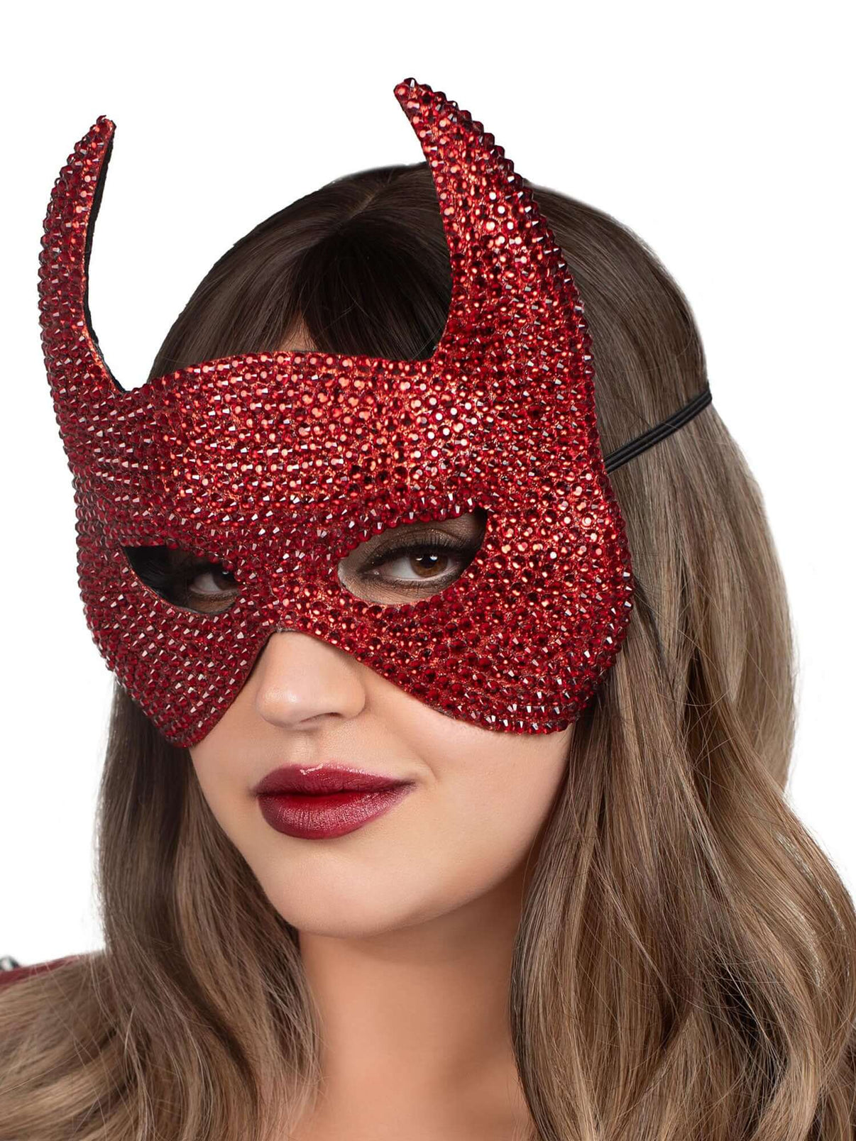Rhinestone Devil Mask - One Size - Red | 714718572611 | Discreet Personal Wellness