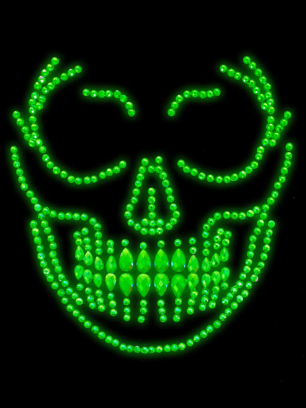 Glow in the Dark Skull Face Jewels Sticker | 714718566832 | Discreet Personal Wellness