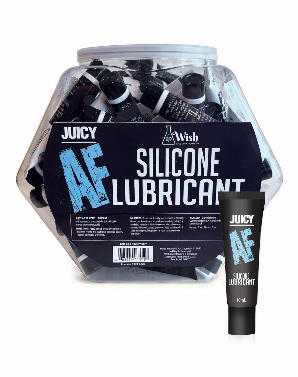 Juicy Af Silicone Lubricant 10 ml - Pop Display of 65 | 685634111720 | Discreet Personal Wellness
