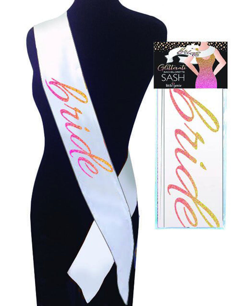Glitterati Bride Sash - White | 685634103336 | Discreet Personal Wellness