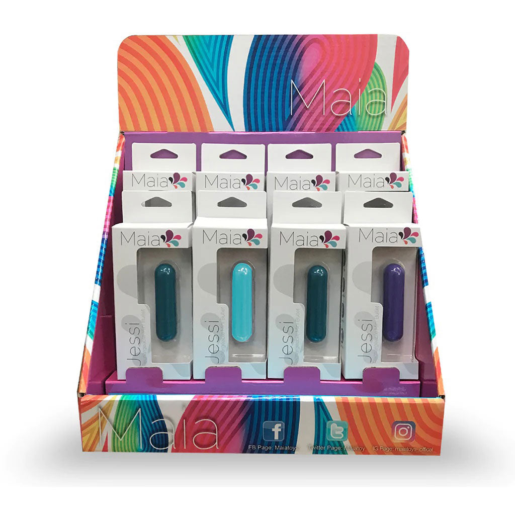 Jessi 8 Pc Display Mini Rechargeable Bullet | 5060311472663 | Discreet Personal Wellness