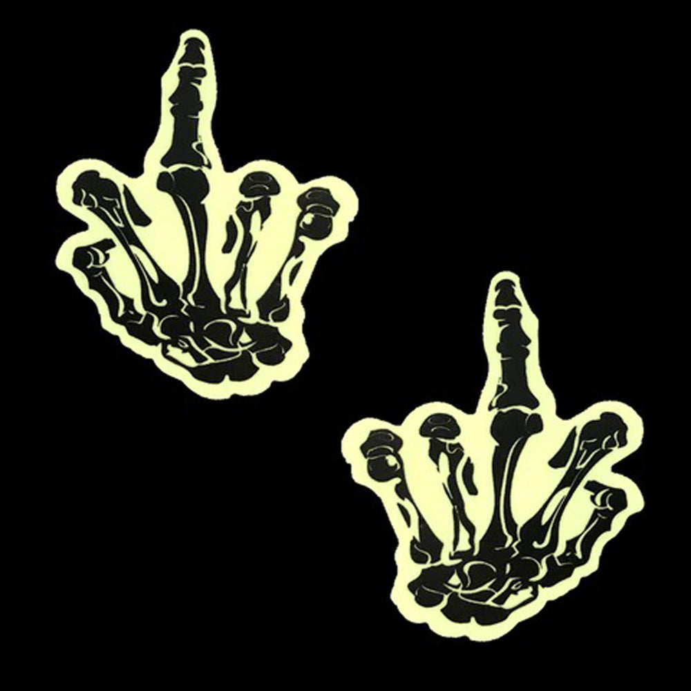 fun You Glow in the Dark Skeleton Hand Nipple Cover Pasties | 614608261512 | Discreet Personal Wellness