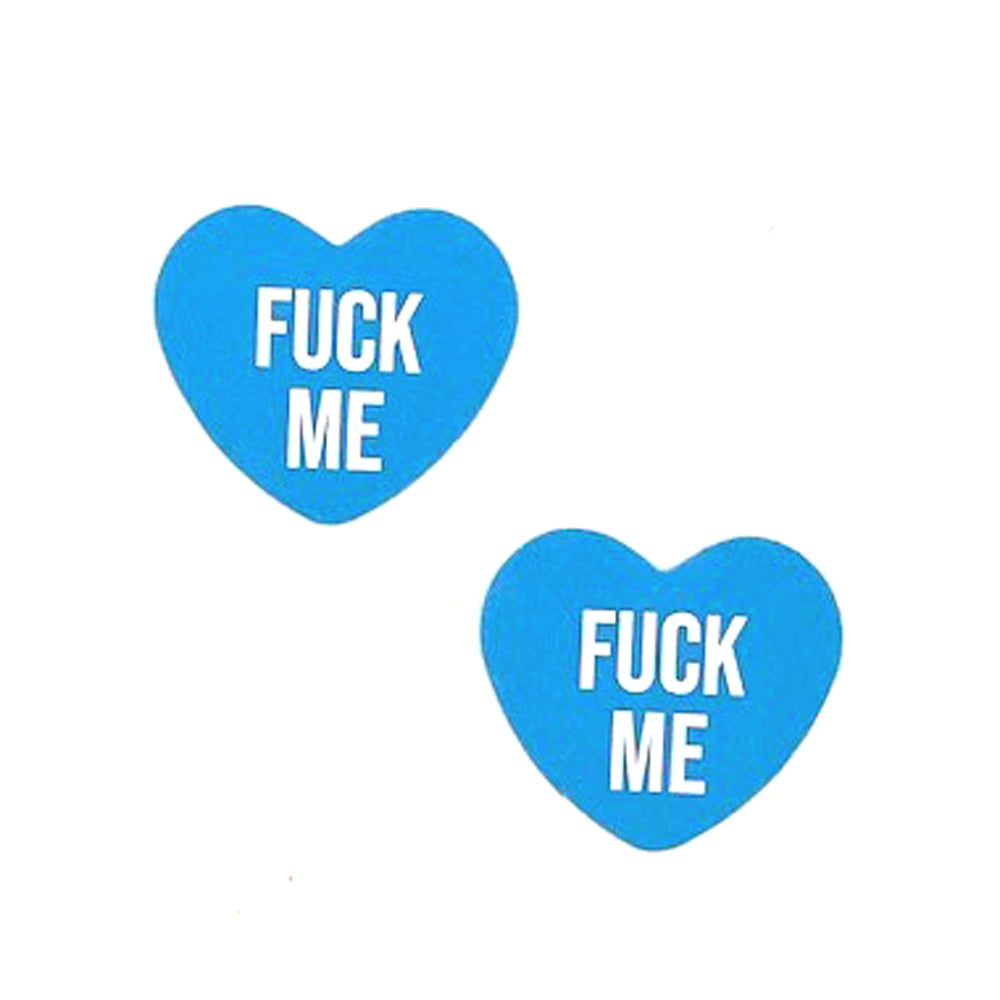 fun Me Blue Candy Heart Pasties | 810121170373 | Discreet Personal Wellness