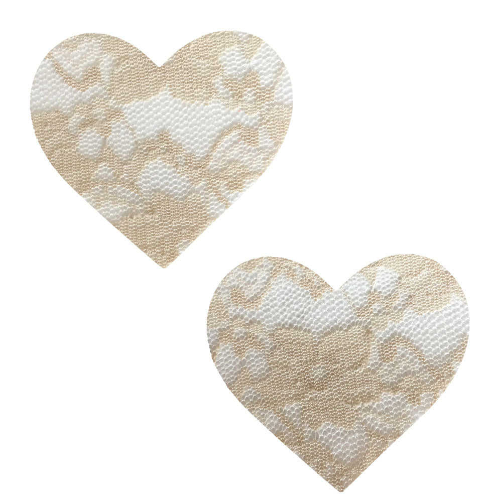 Nude Toffee Lace I Heart U Pasties | 045923590610 | Discreet Personal Wellness