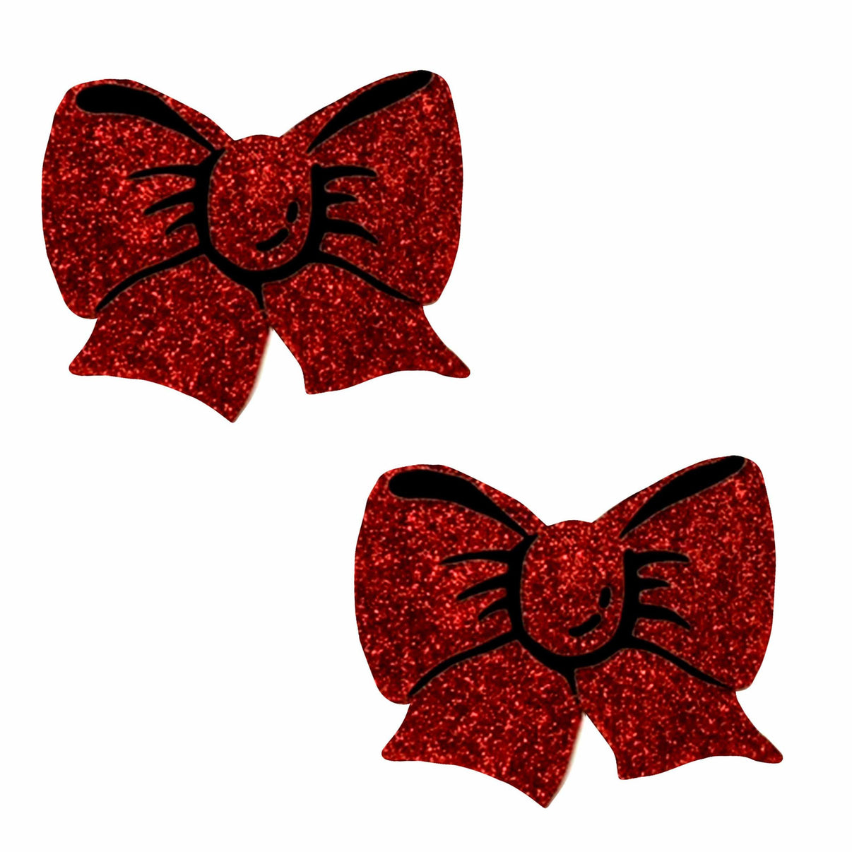 Ravish Me Red Glitter Bow Nipple Cover Pasties | 672975645267 | Discreet Personal Wellness