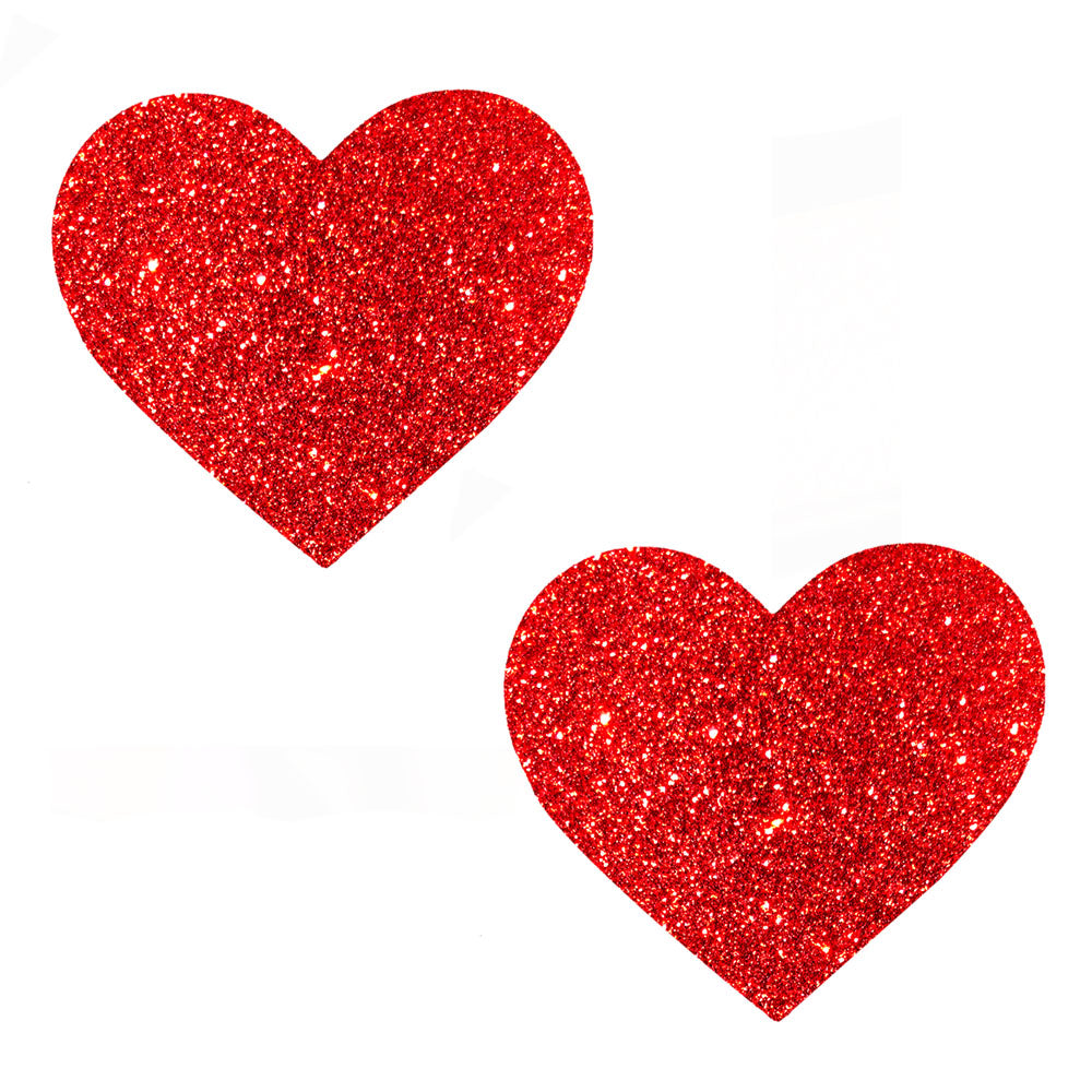 Ravish Me Red Glitter I Heart U Nipztix Pasties | 733074136817 | Discreet Personal Wellness