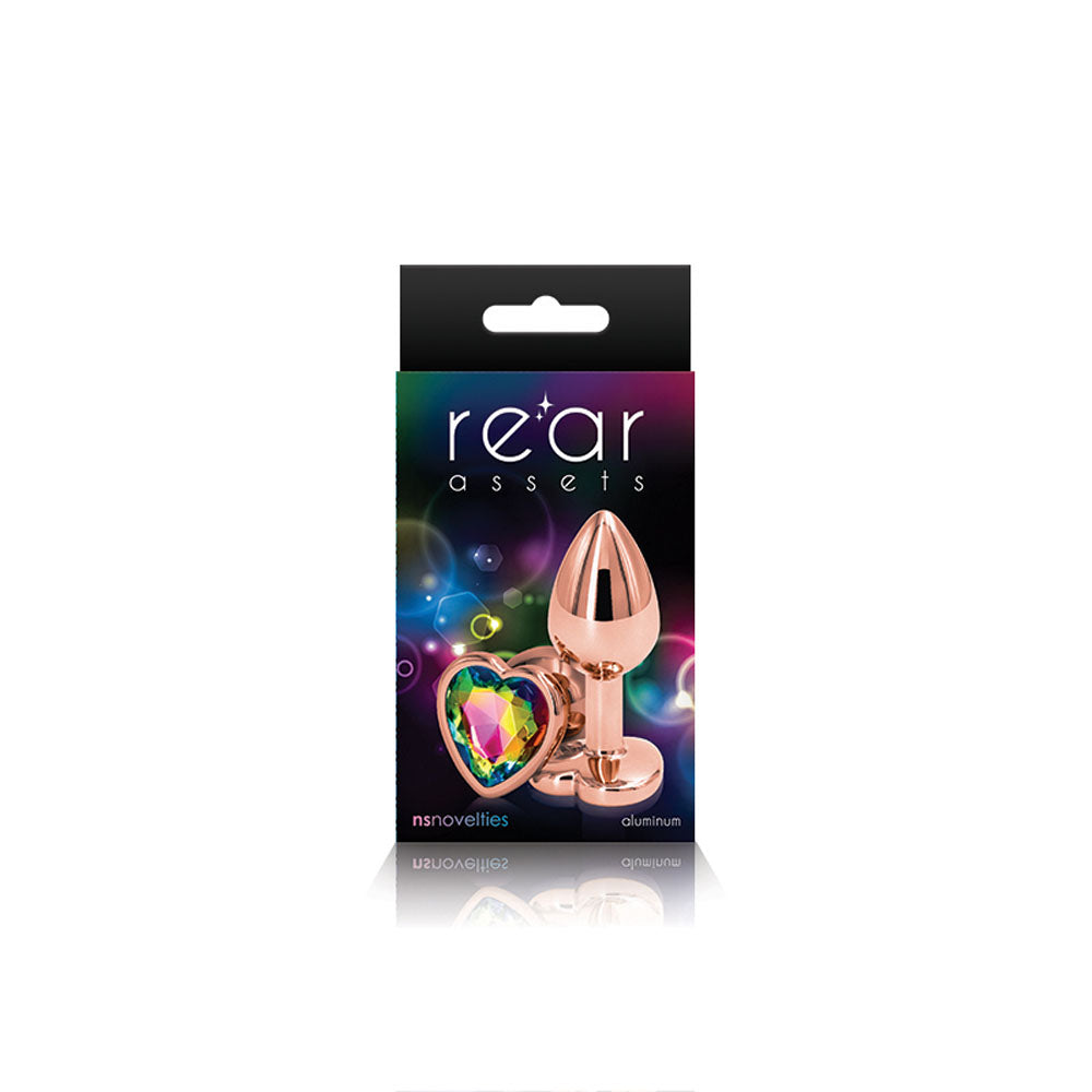 Rear Assets - Rose Gold Heart - Small - Rainbow | 657447103148 | Discreet Personal Wellness