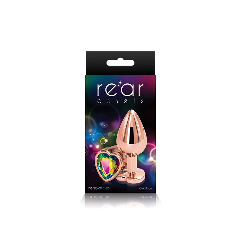 Rear Assets - Rose Gold Heart - Medium - Rainbow | 657447103179 | Discreet Personal Wellness