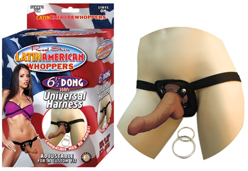 All American Whoppers 6.5-Inch-Penis With Universal Harness Latin | 782631232325 | Discreet Personal Wellness