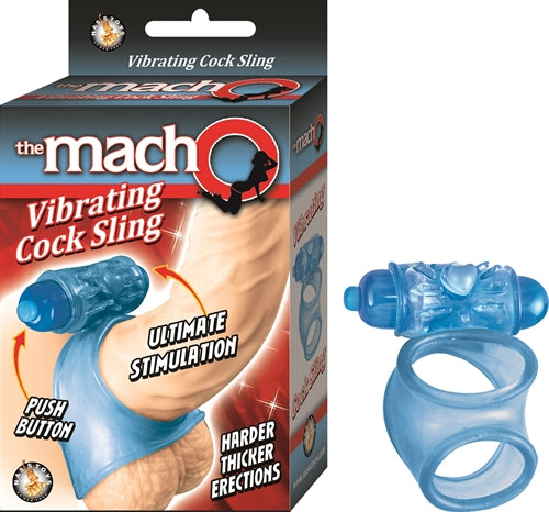 Macho Vibrating Penis Sling - Blue | 782631259612 | Discreet Personal Wellness