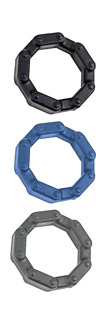 Anal-Ese Chainlink Penisrings - Black/blue/grey | 782631294002 | Discreet Personal Wellness