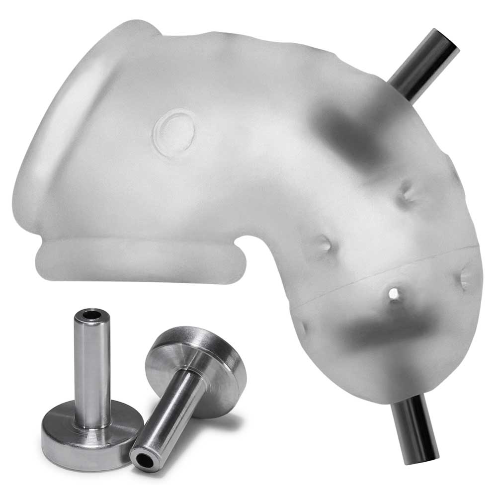 Airlock Electro Air-Lite Vented Chastity With Two 4mm Contacts - Clear Ice | 840215122889 | Discreet Personal Wellness