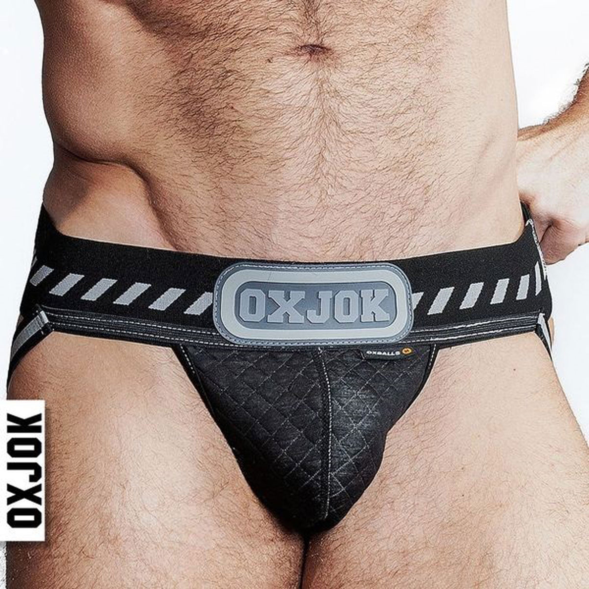 Packer Industrial Quilted Cargo Strapjock Black Puff Xl | 840215125873 | Discreet Personal Wellness