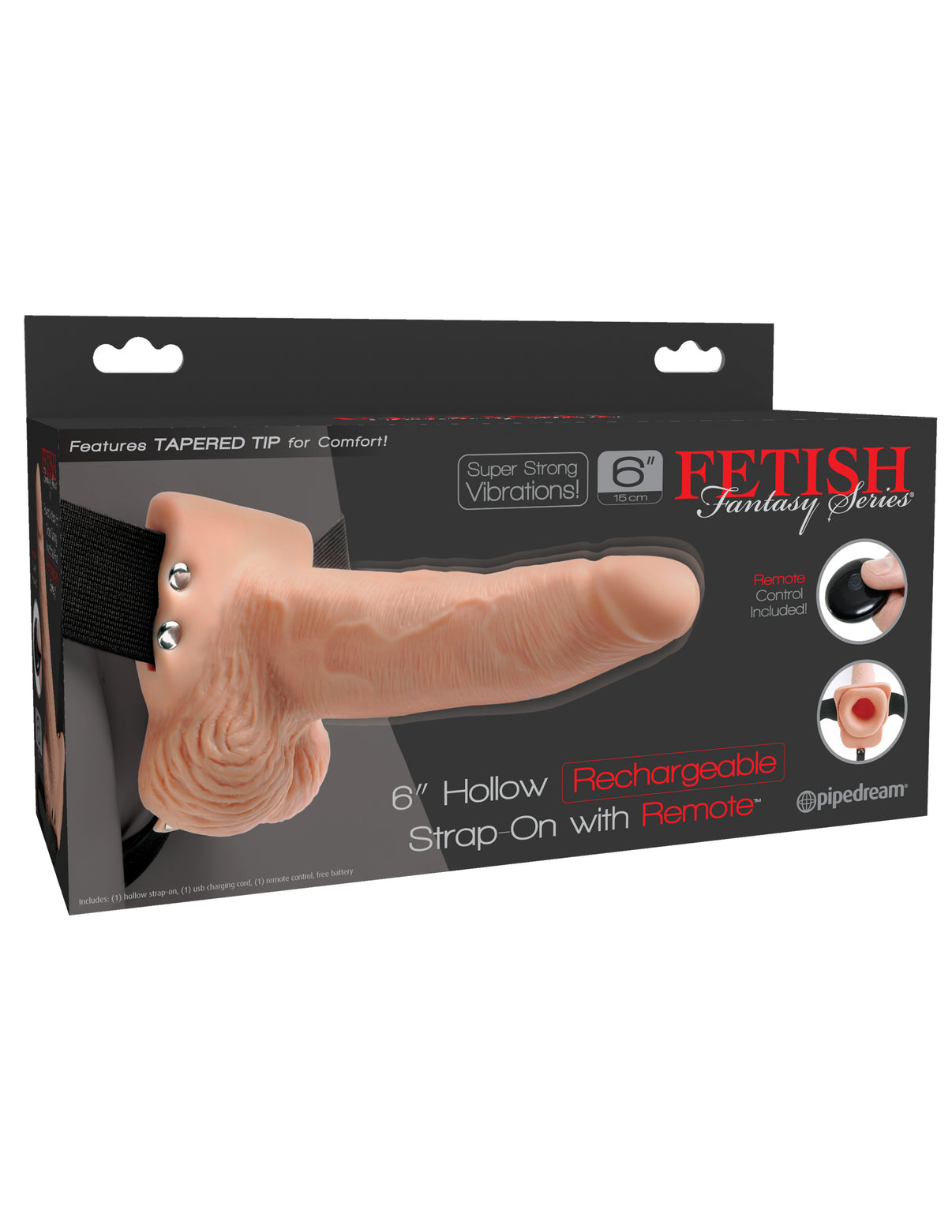 Fetish Fantasy Series 6 Inch Hollow Rechargeable Strap-on With Remote - Flesh | 603912759228 | Discreet Personal Wellness