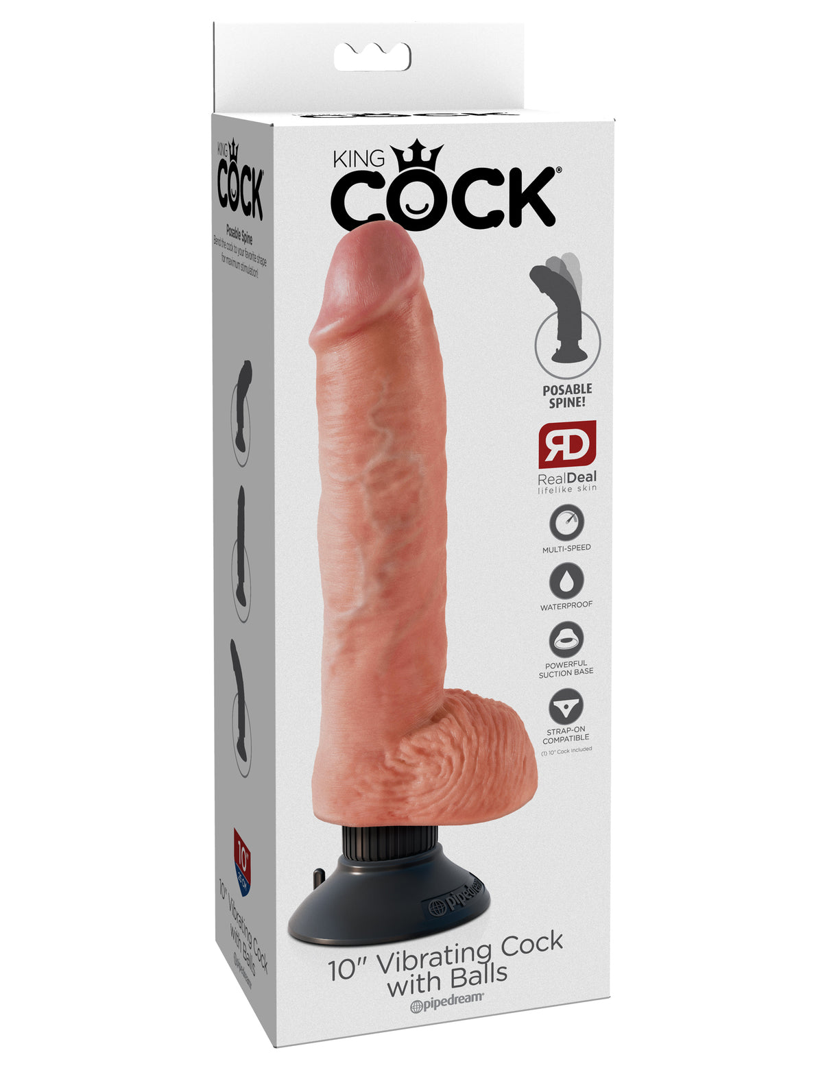 King Penis 10-Inch Vibrating Penis With Balls - Flesh | 603912737806 | Discreet Personal Wellness