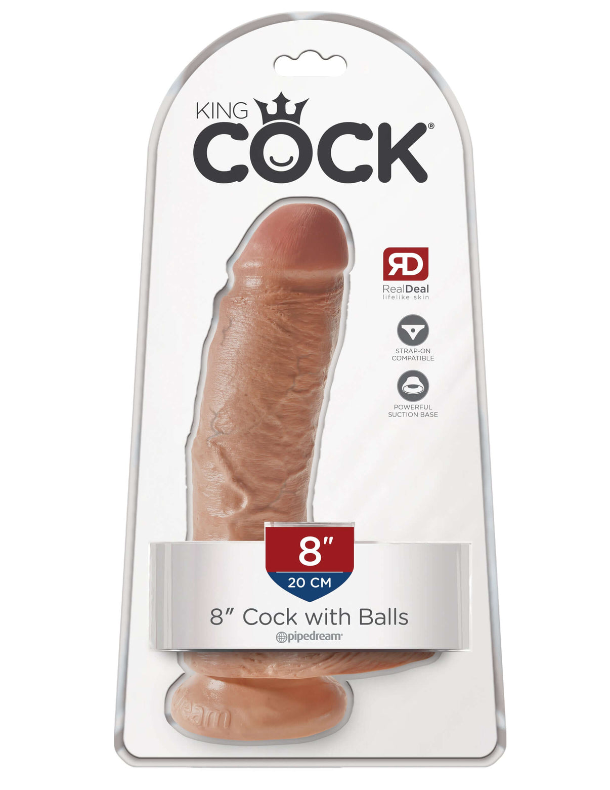 King Penis 8 Inch Penis With Balls - Tan | 603912746365 | Discreet Personal Wellness