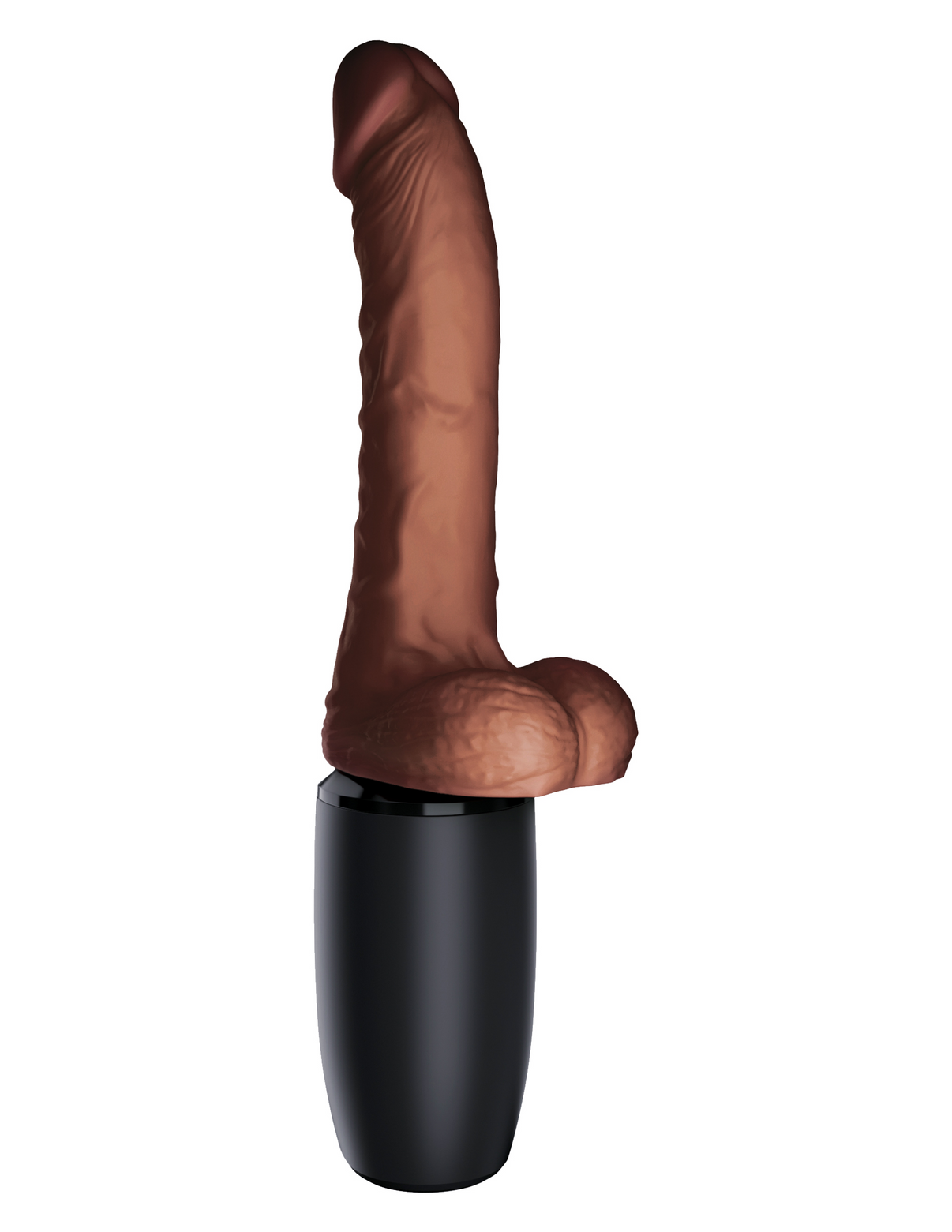 7.5 Inch Thrusting Penis With Balls - Brown | 603912770537 | Discreet Personal Wellness