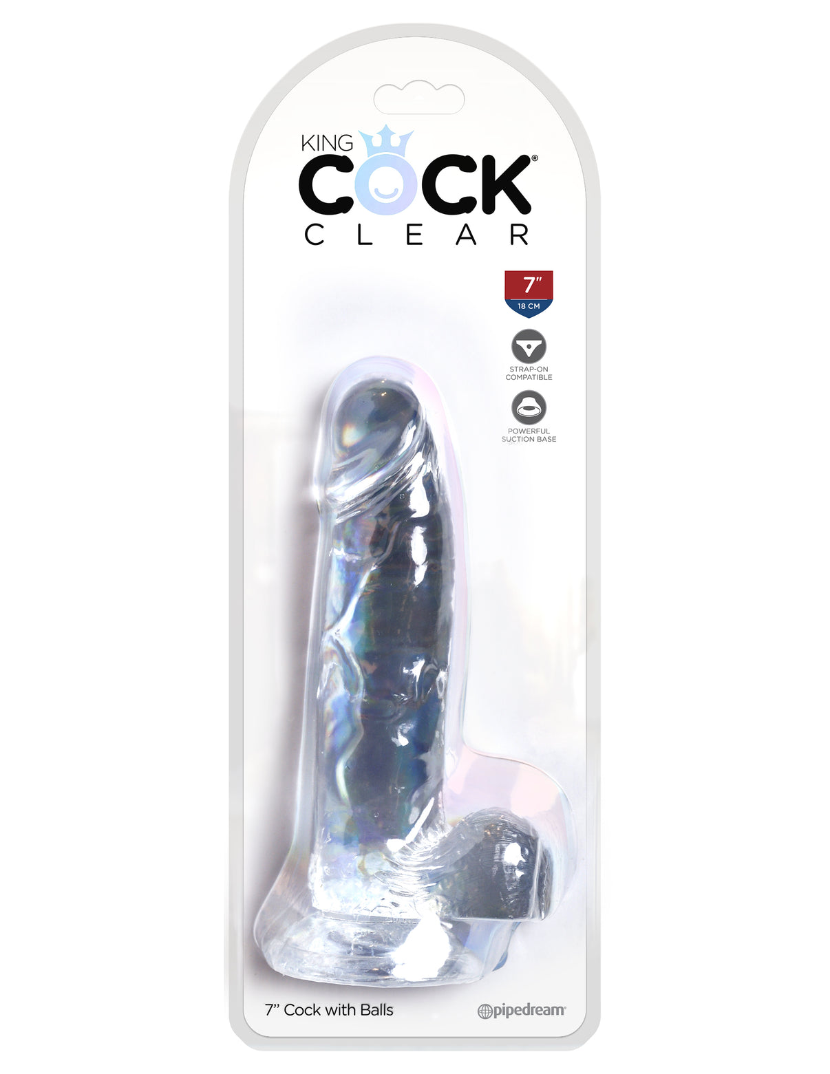 King Penis Clear 7 Inch Penis With Balls | 603912758849 | Discreet Personal Wellness