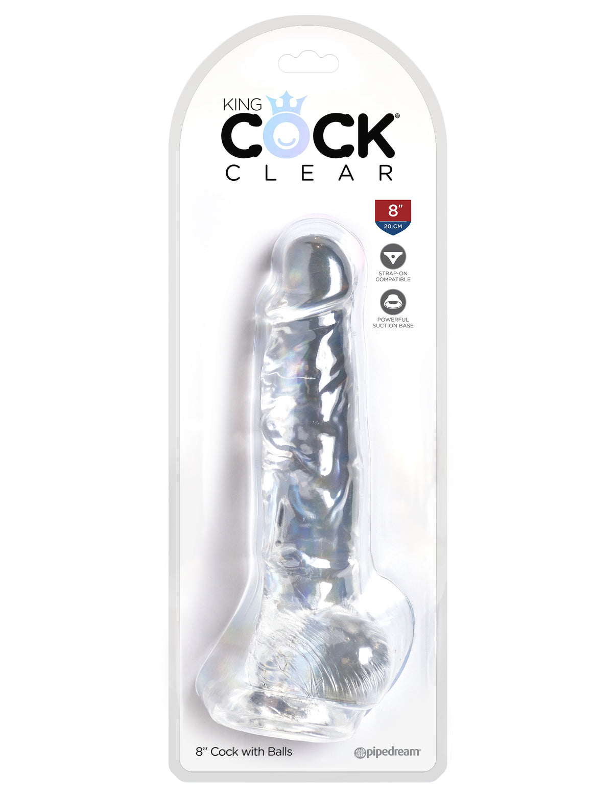 King Penis Clear 8 Inch Penis With Balls | 603912758863 | Discreet Personal Wellness
