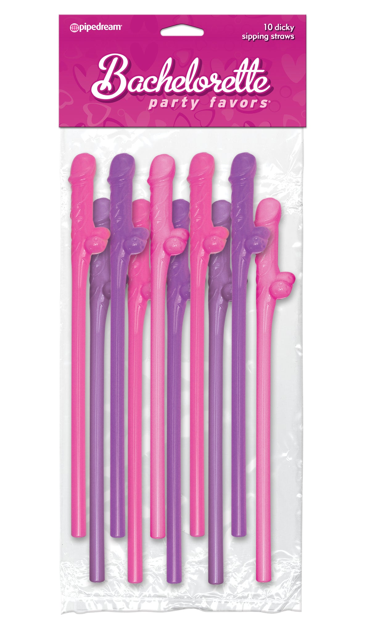 Bachelorette Party Favors 10 Penisy Sipping Straws - Pink & Purple | 603912227215 | Discreet Personal Wellness