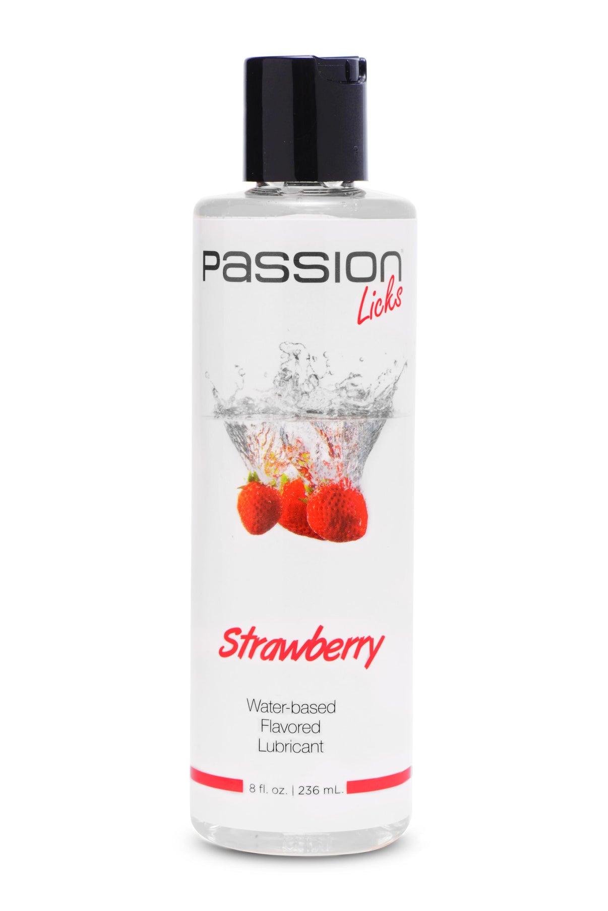 Passion Licks Strawberry Water Based Flavored Lubricant - 8 Fl Oz / 236 ml | 848518023193 | Discreet Personal Wellness