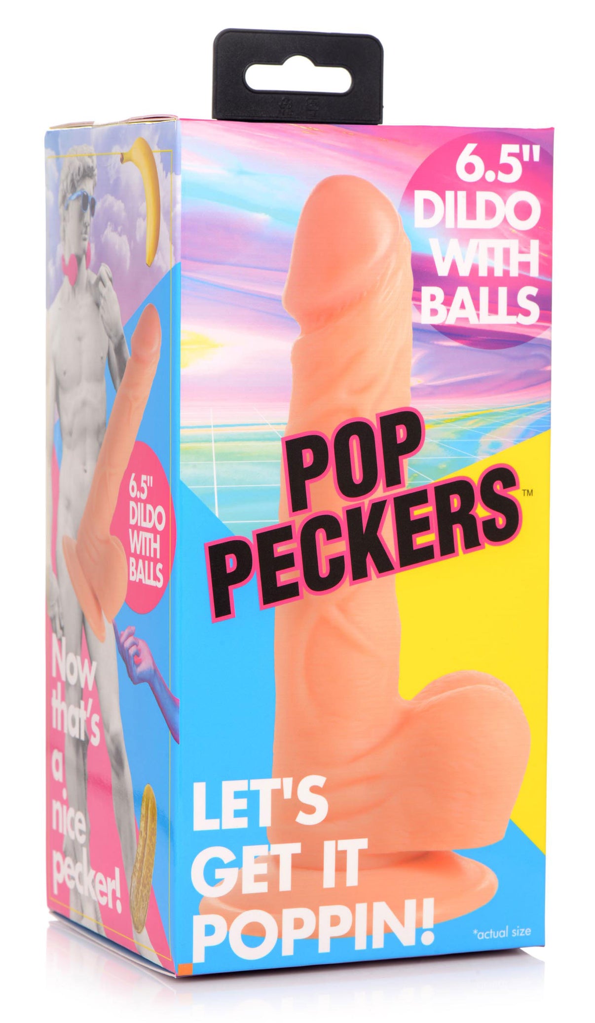 Pop Pecker 6.5 Inch Dildo With Balls - Light | 848518044747 | Discreet Personal Wellness
