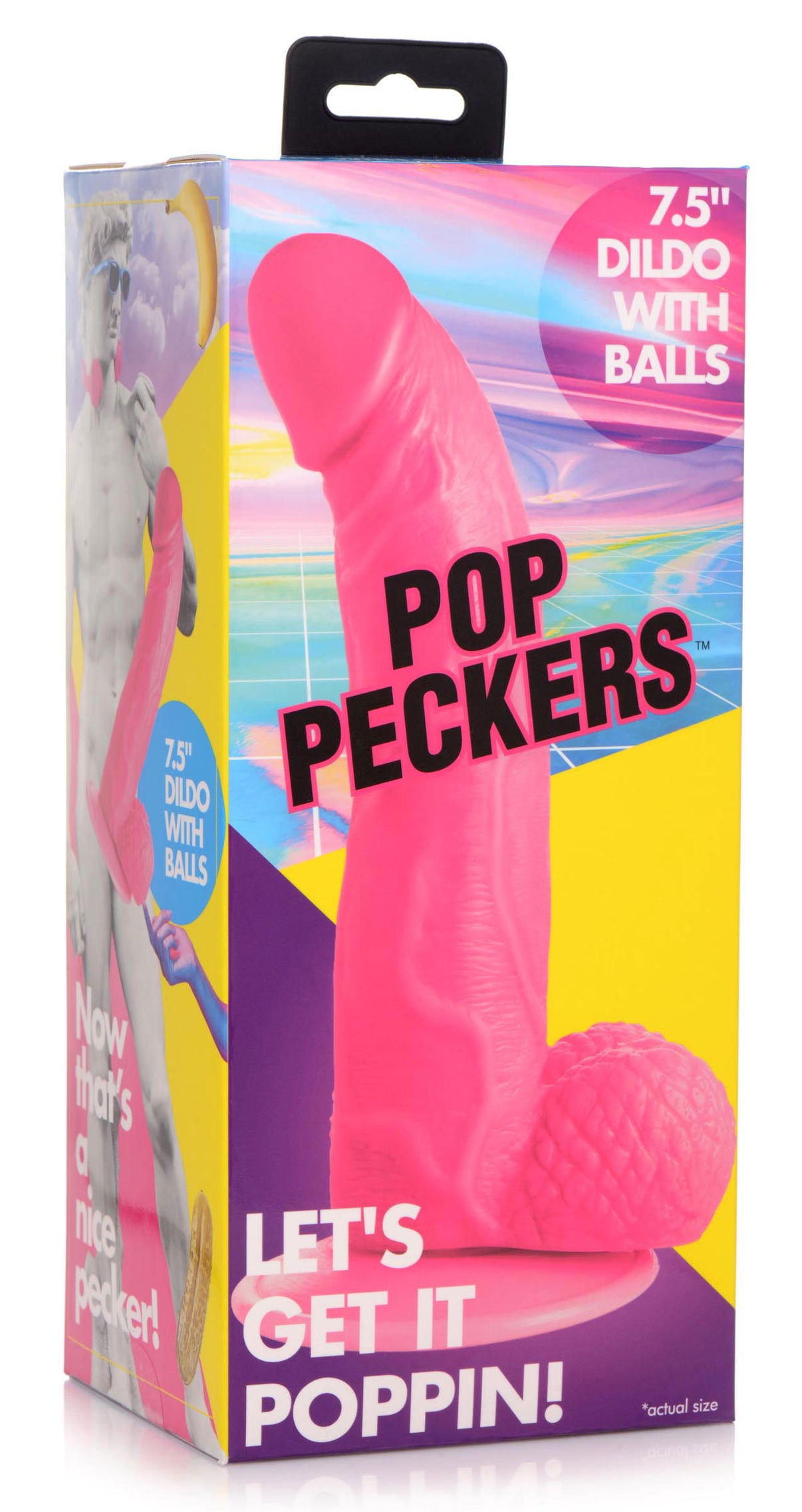 Pop Pecker 7.5 Inch Dildo With Balls - Pink | 848518044792 | Discreet Personal Wellness