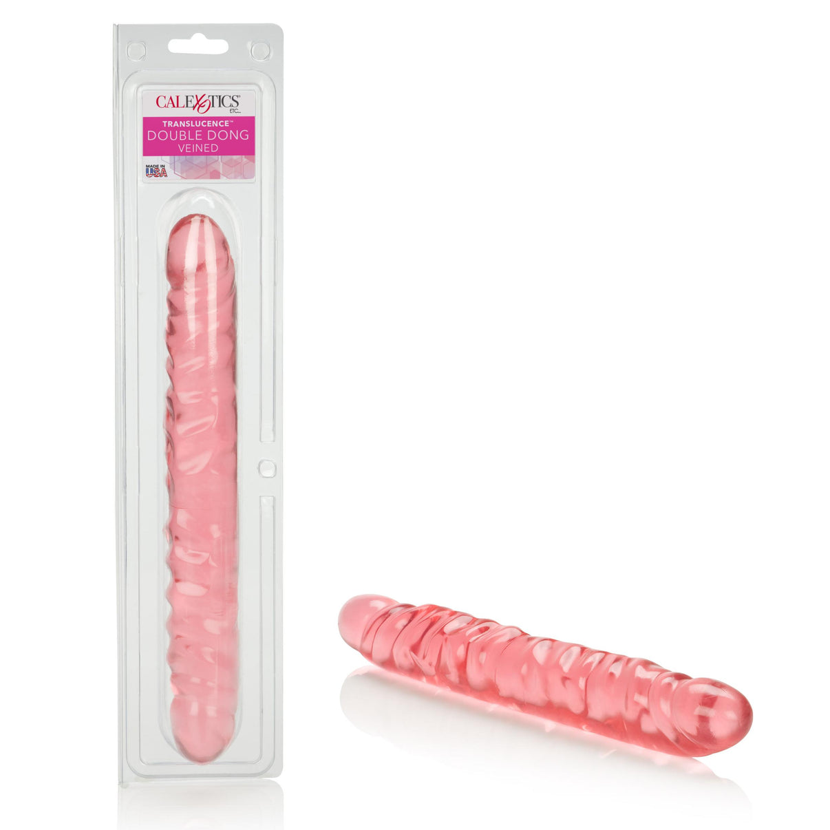 Translucence 12 Inches Veined Double Penis - Pink | 716770022264 | Discreet Personal Wellness