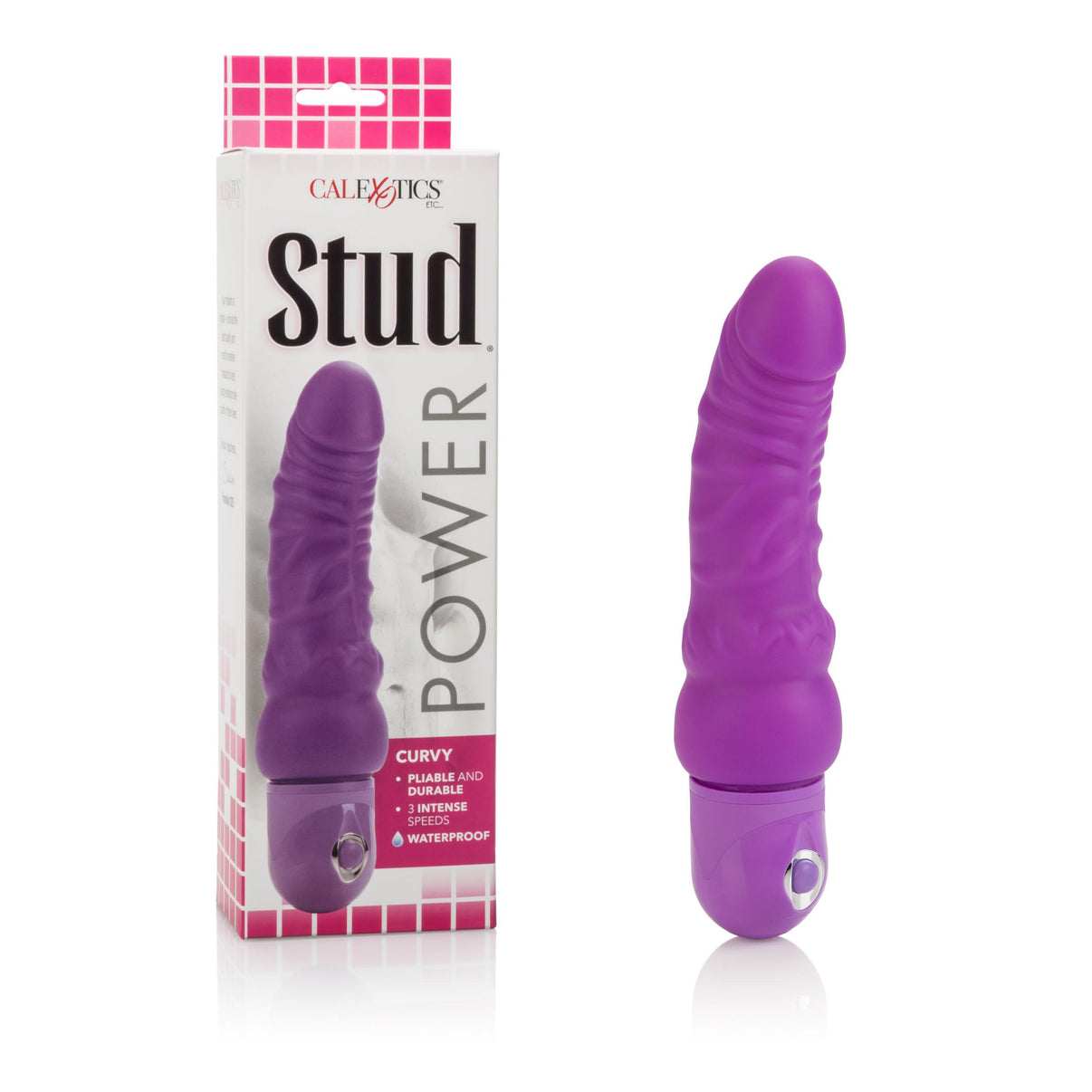 Waterproof Power Stud Curvy Penis - Purple | 716770069931 | Discreet Personal Wellness