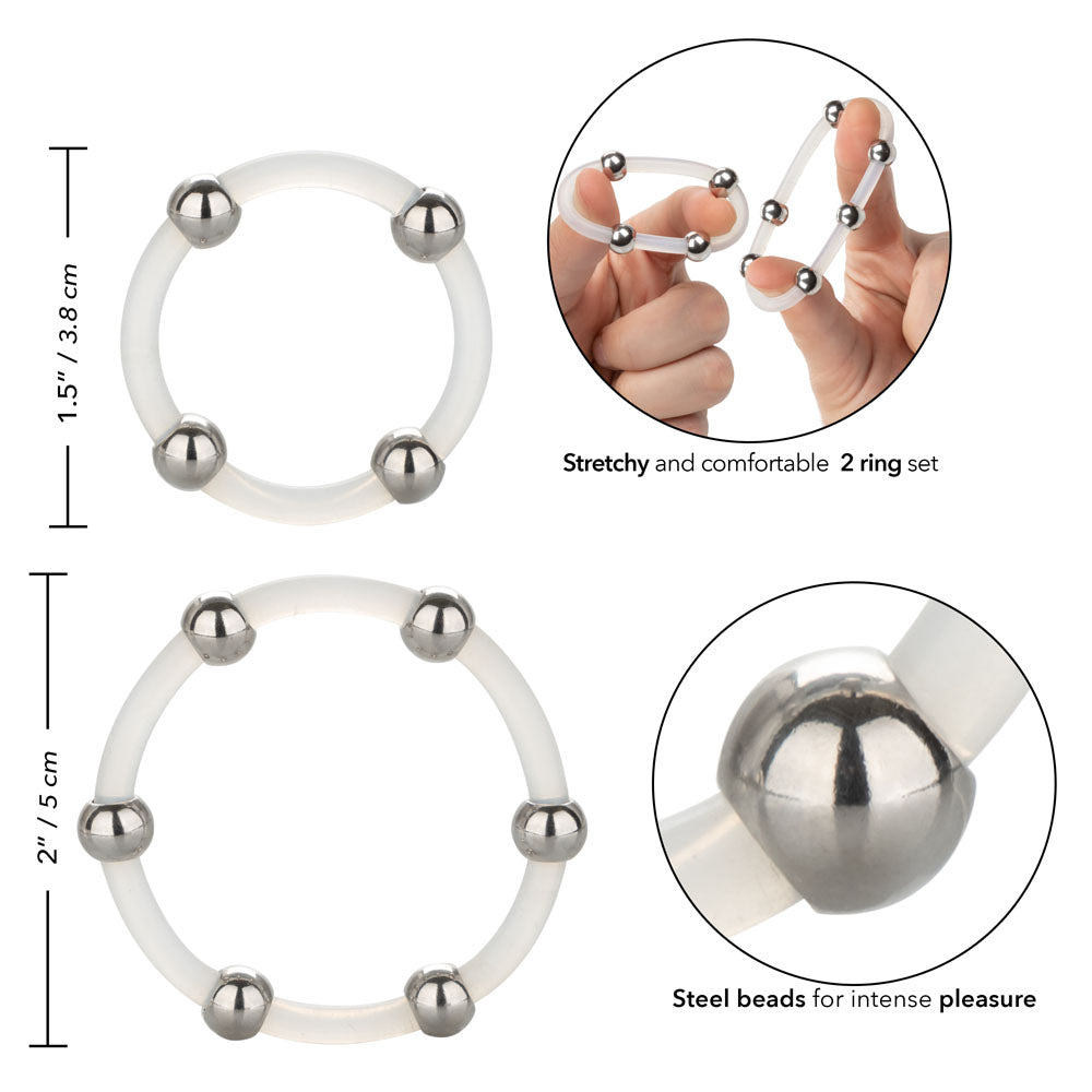 Steel Beaded Silicone Ring Set | 716770094247 | Discreet Personal Wellness