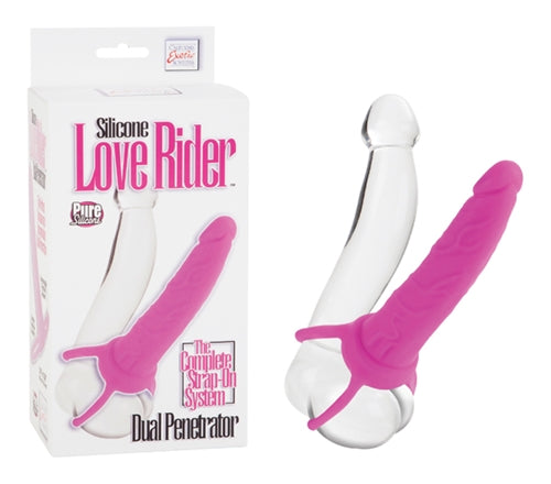 Silicone Love Rider Dual Penetrator - Pink | 716770073501 | Discreet Personal Wellness