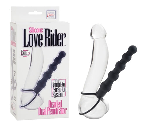 Silicone Love Rider Beaded Dual Penetrator - Black | 716770073730 | Discreet Personal Wellness