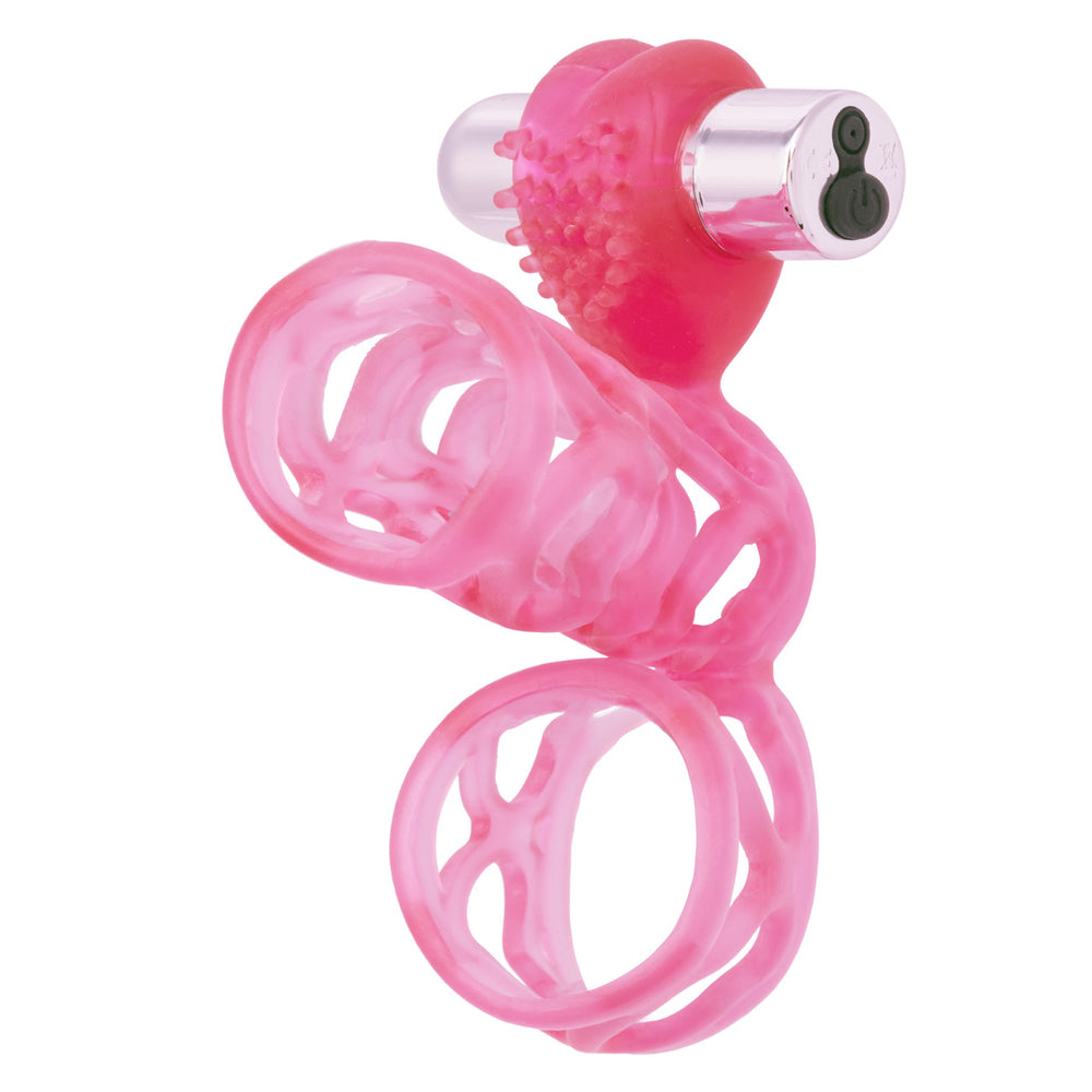 Lovers Cage Stretchy Penis Cage Comfortable Scrotum Cage Pink Rechargeable | 716770050984 | Discreet Personal Wellness