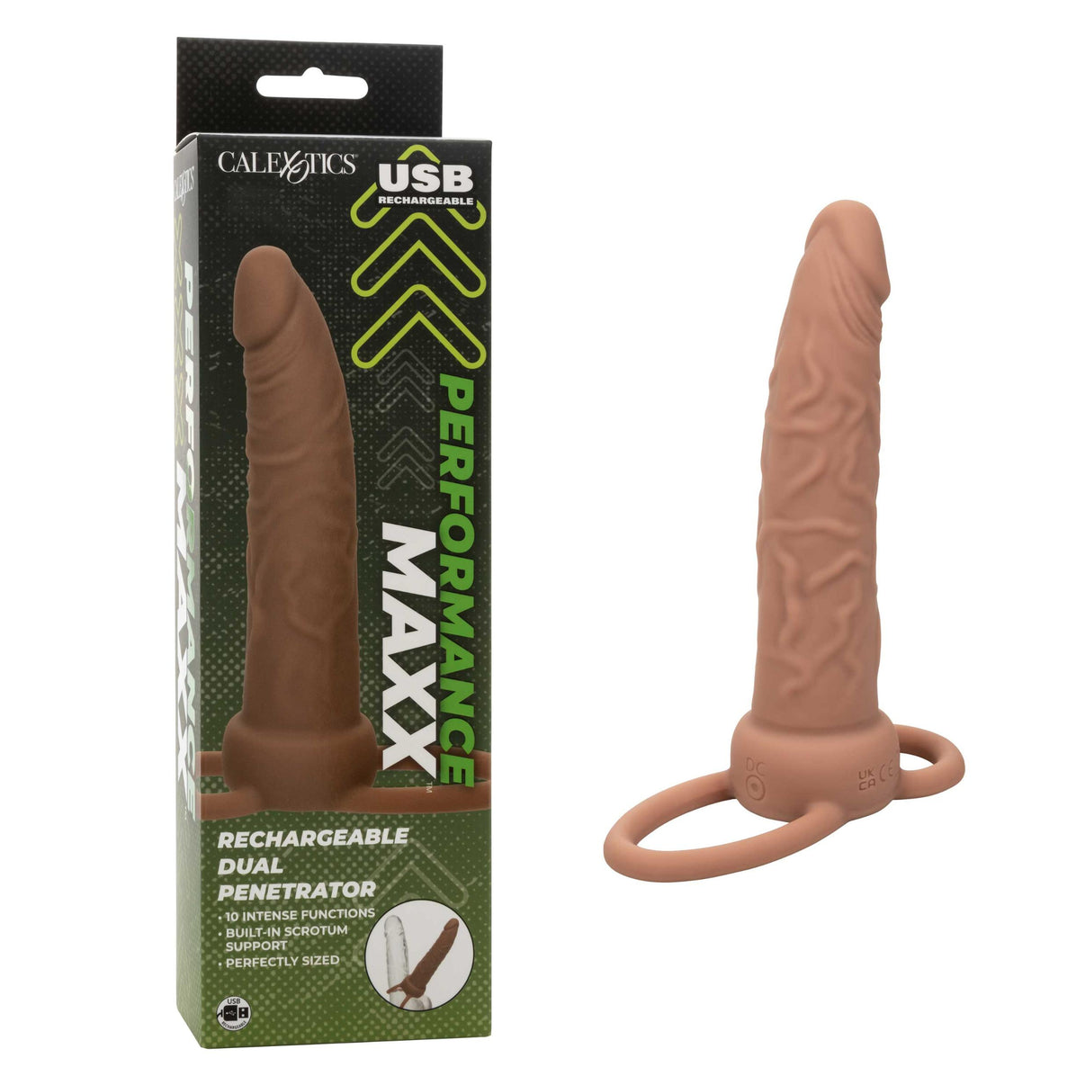 Performance Maxx Rechargeable Dual Penetrator - Brown | 716770104892 | Discreet Personal Wellness