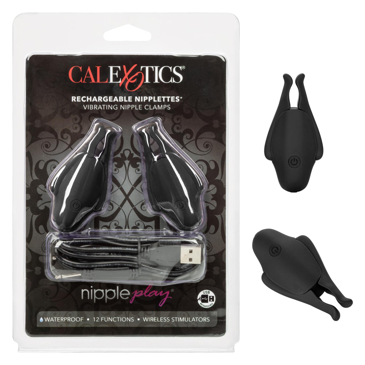 Nipple Play Rechargeable Nipplettes - Black | 716770095930 | Discreet Personal Wellness