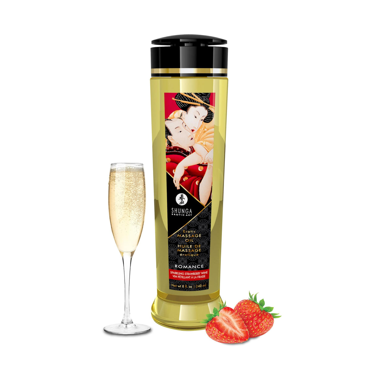 Massage Oils - Romance - 8 Fl. Oz. Sparkling Strawberry Wine | 697309012089 | Discreet Personal Wellness