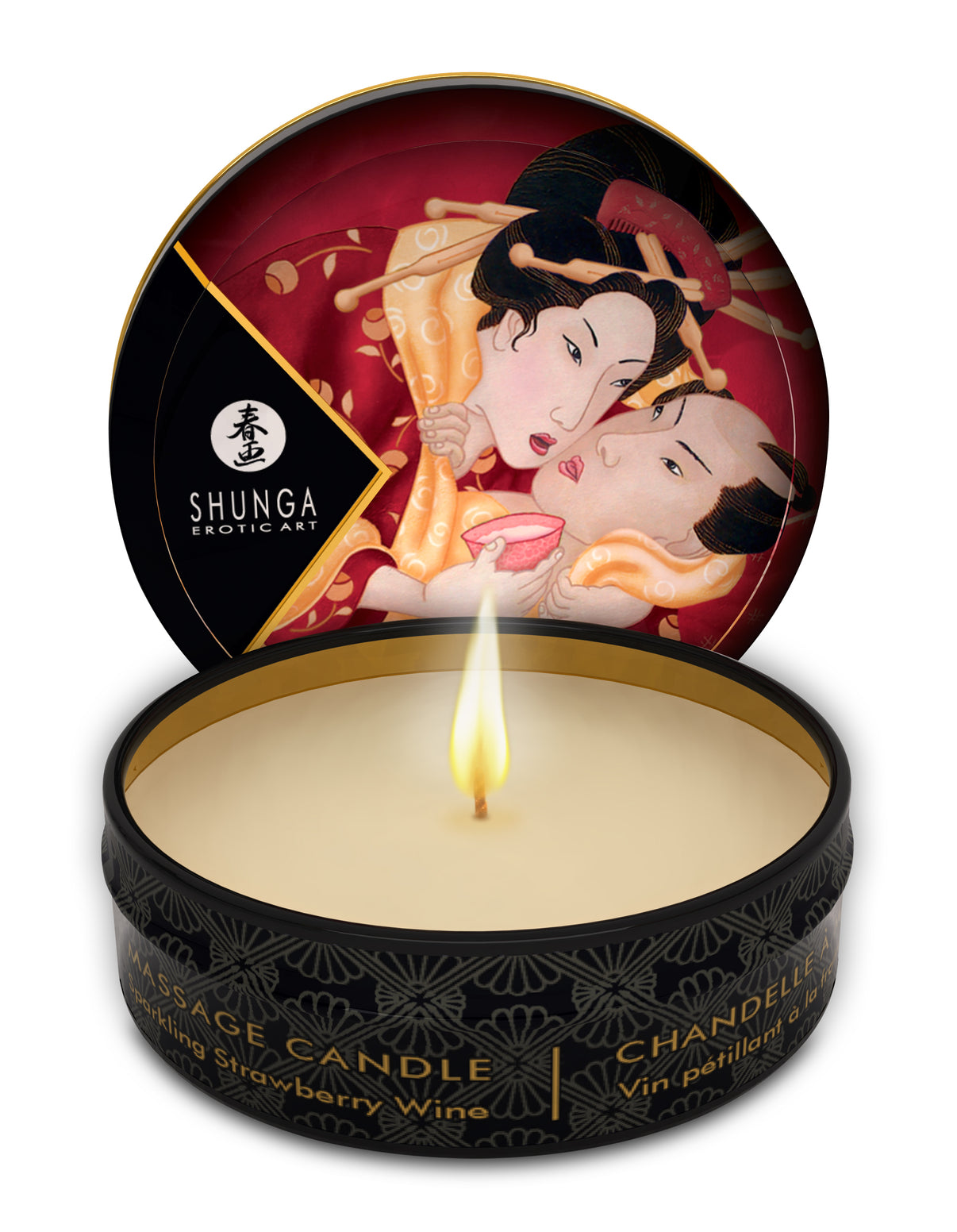 Mini Massage Candle - Romance - Sparkling Strawberry Wine - 1 Fl. Oz. | 697309046084 | Discreet Personal Wellness