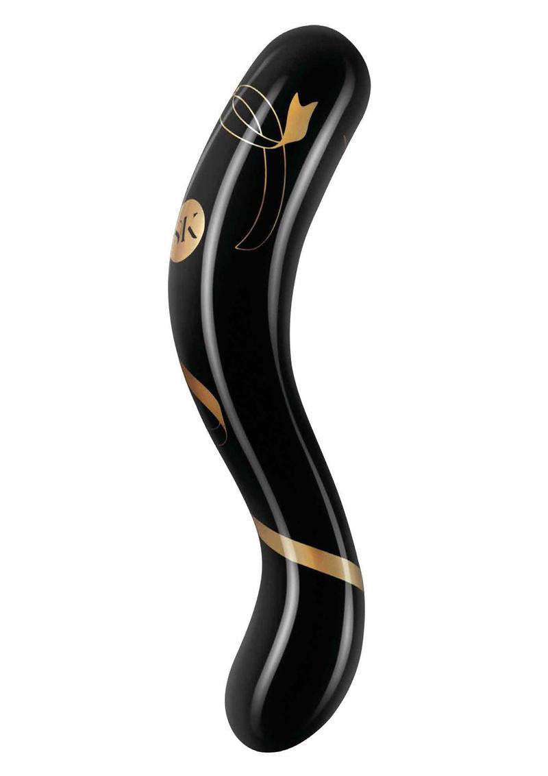 Secret Kisses - 7 Inch Handblown Double Ended Dildo - Black | 884472030952 | Discreet Personal Wellness