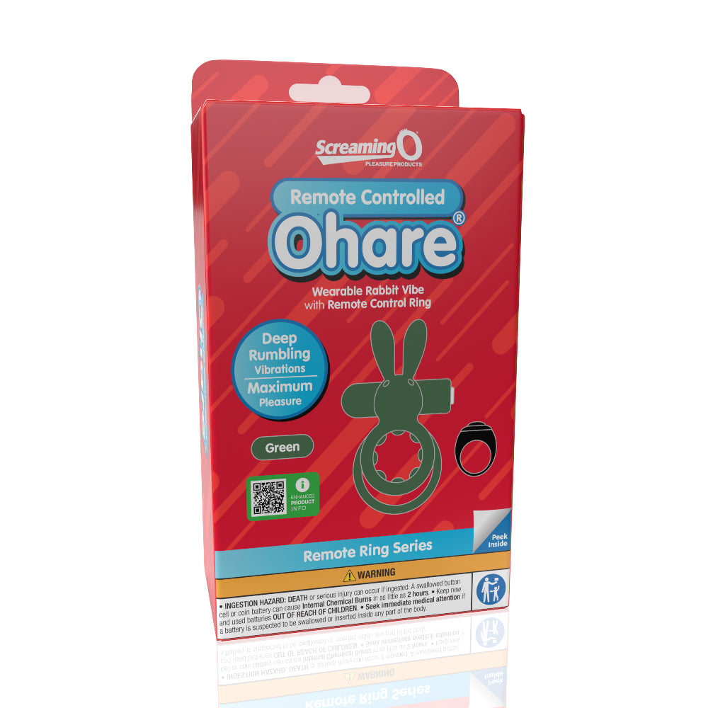 Screaming O Remote Controlled Ohare Vibrating Ring - Green | 817483017186 | Discreet Personal Wellness