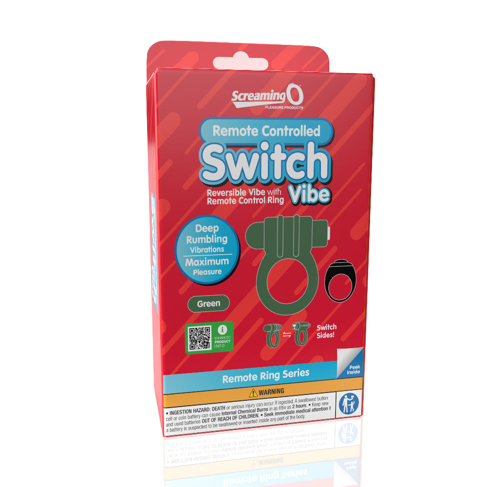 Screaming O Remote Controlled Switch Vibrating Ring - Green | 817483017247 | Discreet Personal Wellness